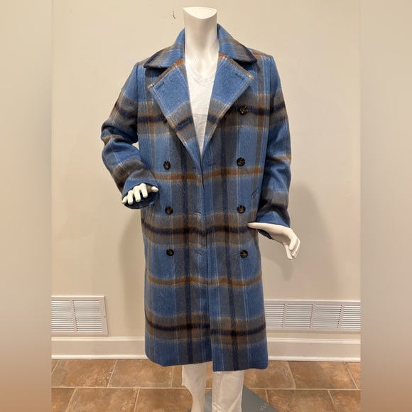 Ann Taylor Jackets & Blazers - Ann Taylor Blue Plaid Double-Breasted Women's Coat, size medium